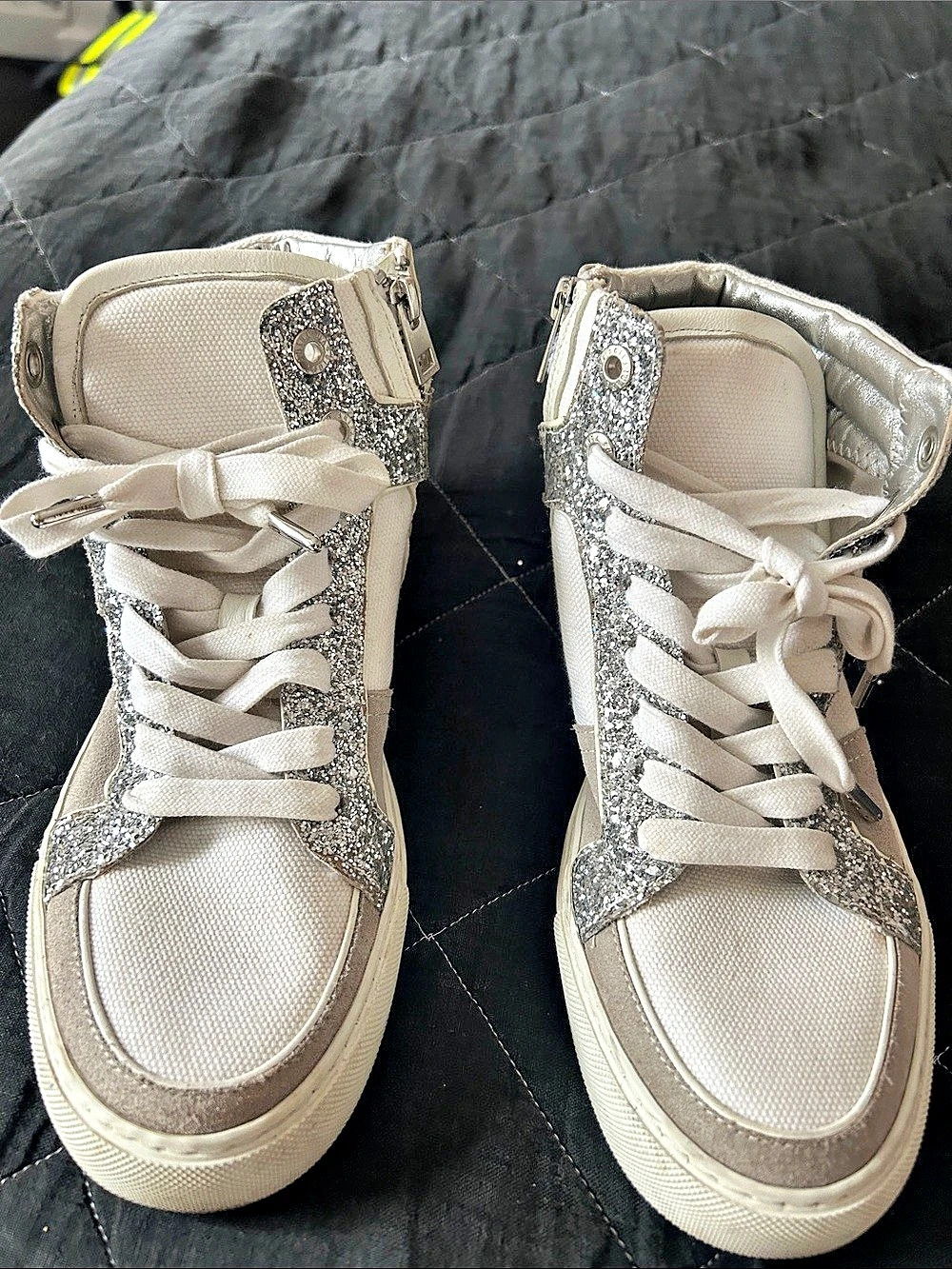 Zadig & Voltaire ZV1747 High Flash Sneakers Silver & White EU 39